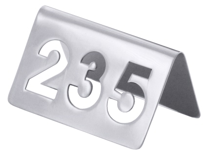 Tischnummernschild dreistellig mit ausgestanzten Ziffern ab Ziffer 251