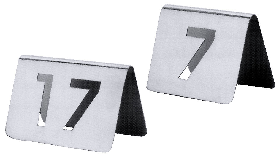 Tischnummernschild  1-12 mit ausgestanzten Ziffern