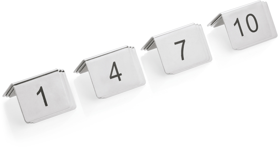 Tischnummernschild Set, 12-teilig, 1-12, 5 x 5 x 4,5 cm, Chromnickelstahl