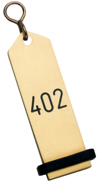 Hotel-Schlüsselanhänger 10 cm, Leichtmetall Eloxiert Gold, Modell: Standard